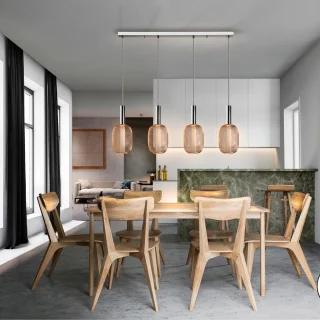 Lámpara Colgante 4L Micrón Cromo/Oro Schuller