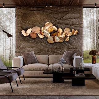 Escultura Pared Acero Oro Rosa Serenity Schuller