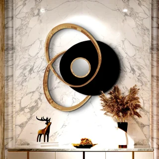 Escultura Pared Negro/Oro Rosa Trio Schuller