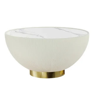 Mesa Centro Redonda Blanco-Latón Candy Schuller