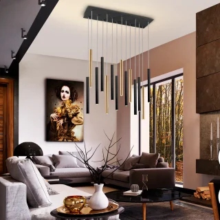 Lámpara Varas Oro/Negro 14L Dimable Schuller