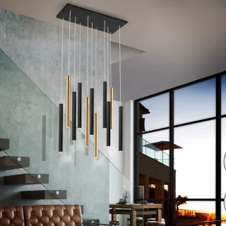 Lámpara Varas Oro/Negro 11L Schuller