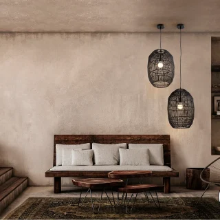 Lámpara Tizne Negra Schuller | Papel Trenzado 30D | 139122