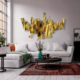 Escultura Pared Acero Dorado Fracture Schuller