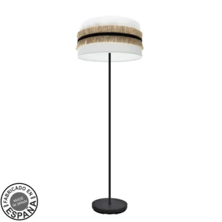 Pie de Salón Angola Negro/Blanco/Yute: Iluminación elegante y funcional