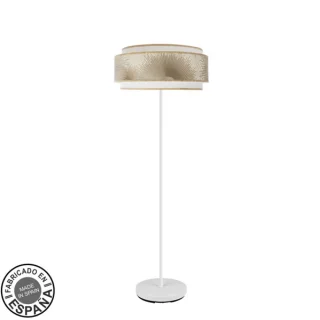 Pie Salón Nepal Blanco/Oro: Iluminación elegante y funcional