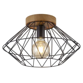 Plafón Antibes Negro y Madera 1x60W E-27 | AJP/Alemar | 10831