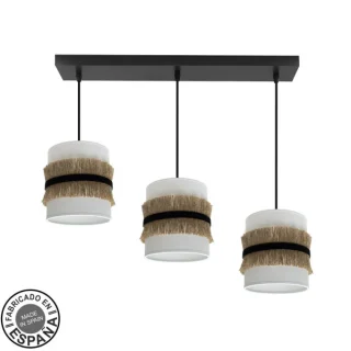 Regleta Angola 3 luces Negro/Yute | Fabrilamp / Abrila ANGOLA | 3xE27 | Ref: 227193101 | LUZGURU