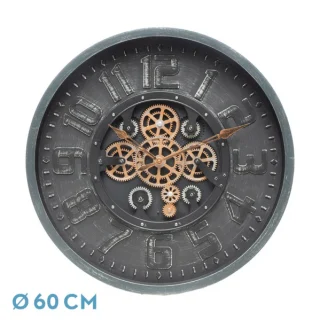 Reloj Pared Albox Negro 60x60cm: Estilo Industrial y Elegancia